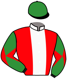 casaque portée par Crastus A. jockey du cheval de course THAQIB DE MONLAU, information pmu ZETURF