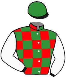 casaque portée par Guyon M. jockey du cheval de course HAAMDOUN, information pmu ZETURF