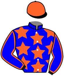 casaque portée par Veron F. jockey du cheval de course AFRICAN GREY, information pmu ZETURF