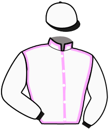 casaque portée par Ouvrie F. jockey du cheval de course LAZIE PONT VAUTIER, information pmu ZETURF