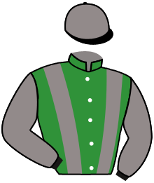 casaque portée par Thiebaut Mlle O. jockey du cheval de course GOLDEN MAJESTY, information pmu ZETURF