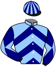 casaque portée par Veron F. jockey du cheval de course BLUES MOON, information pmu ZETURF