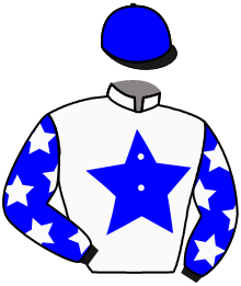 casaque portée par Romary Mlle M. jockey du cheval de course MAJEEBAH MM, information pmu ZETURF