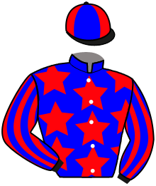 casaque portée par Moquet J. F. jockey du cheval de course KAISER DE SIENNE, information pmu ZETURF