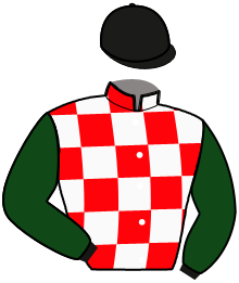 casaque portée par Martin G. jockey du cheval de course DENIA, information pmu ZETURF