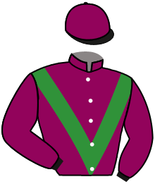 casaque portée par Brunelli Mlle M. jockey du cheval de course MUHAARIA, information pmu ZETURF