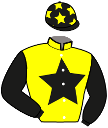 casaque portée par Guelpa J. jockey du cheval de course IZZIE PONCELET, information pmu ZETURF