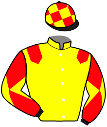casaque portée par Journiac H. jockey du cheval de course ANGE NOIR PELEM, information pmu ZETURF