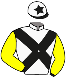 casaque portée par Guyon M. jockey du cheval de course MAKAROV, information pmu ZETURF