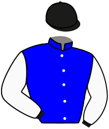 casaque portée par Merou Mlle A. jockey du cheval de course HYDE POMPADOUR, information pmu ZETURF