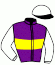 casaque portée par Pouchin A. jockey du cheval de course FETE JOYEUSE, information pmu ZETURF
