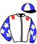 casaque portée par Ruis S. jockey du cheval de course VILLA JOALI, information pmu ZETURF