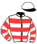 casaque portée par Guelpa J. jockey du cheval de course DOMINO D'AUVRECY, information pmu ZETURF